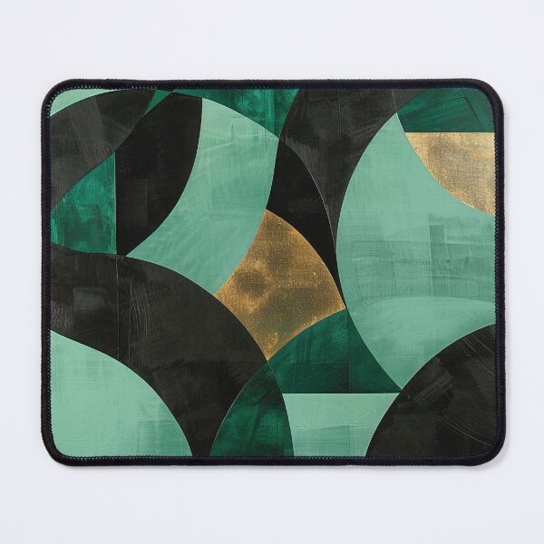 Item preview, Abstract emerald green geometric design with gold, minimalist modern designed and sold by CosmicGlyph.