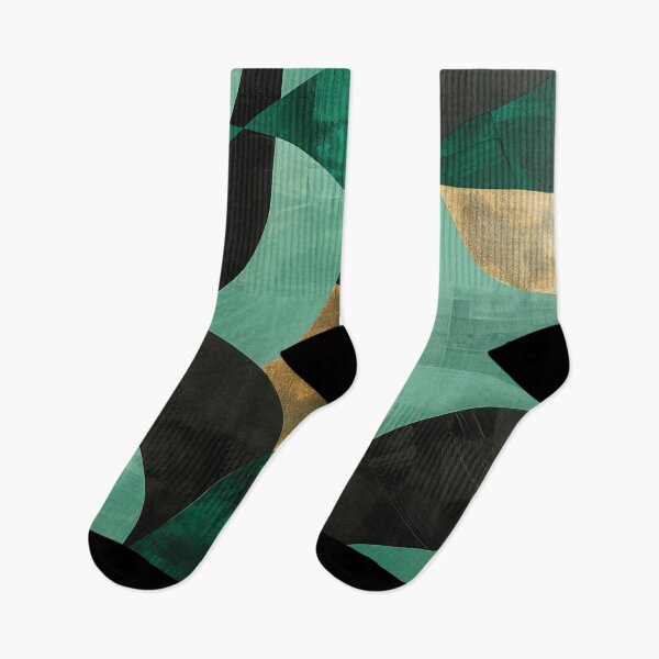 Item preview, Abstract emerald green geometric design with gold, minimalist modern designed and sold by CosmicGlyph.