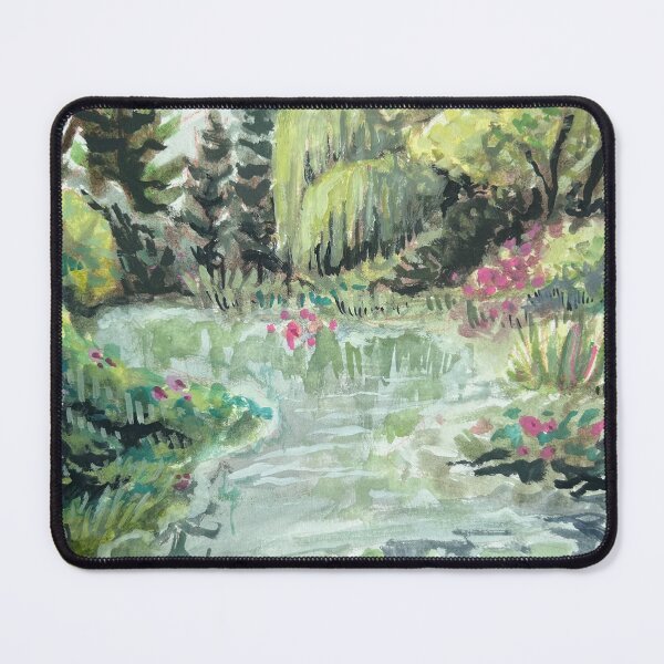 Item preview, hand painted lily pad pond landscape designed and sold by HibiscusHeron.