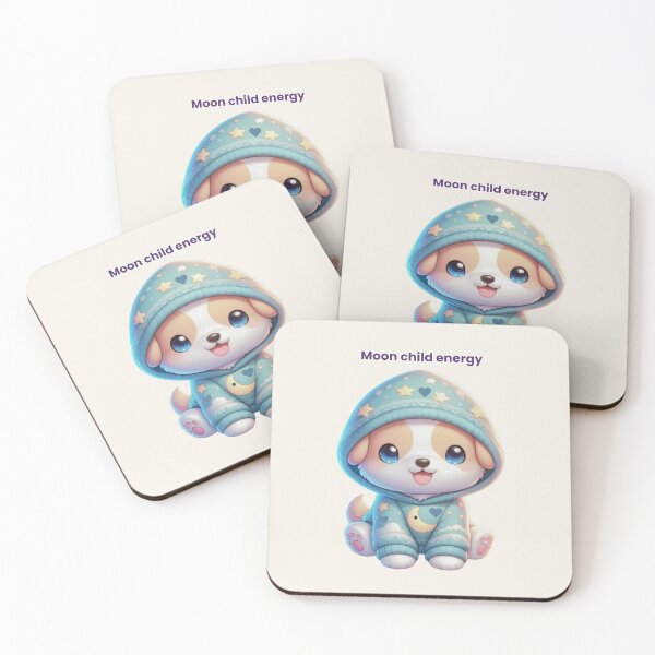 Item preview, Moon Child Energy – Cute Dog in Moon & Heart Hoodie Cozy Beige Aesthetic designed and sold by lunadesignsmoon.