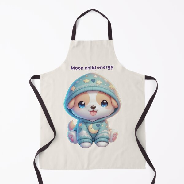 Item preview, Moon Child Energy – Cute Dog in Moon & Heart Hoodie Cozy Beige Aesthetic designed and sold by lunadesignsmoon.