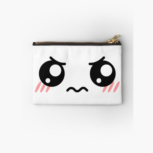 Item preview, Cute kawaii blushing angry eyebrows face designed and sold by BlushyPrint.