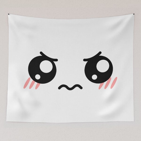 Item preview, Cute kawaii blushing angry eyebrows face designed and sold by BlushyPrint.