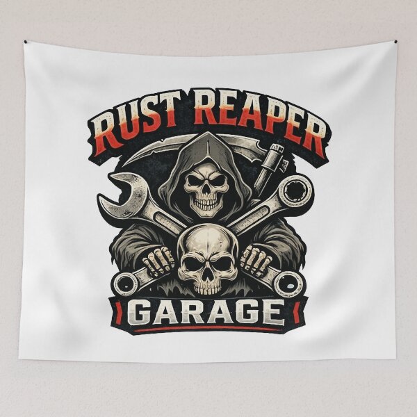 Item preview, Rust Reaper Garage Mechanic Art - Grim Reaper Skull & Wrench Design designed and sold by SasquatchTrail.