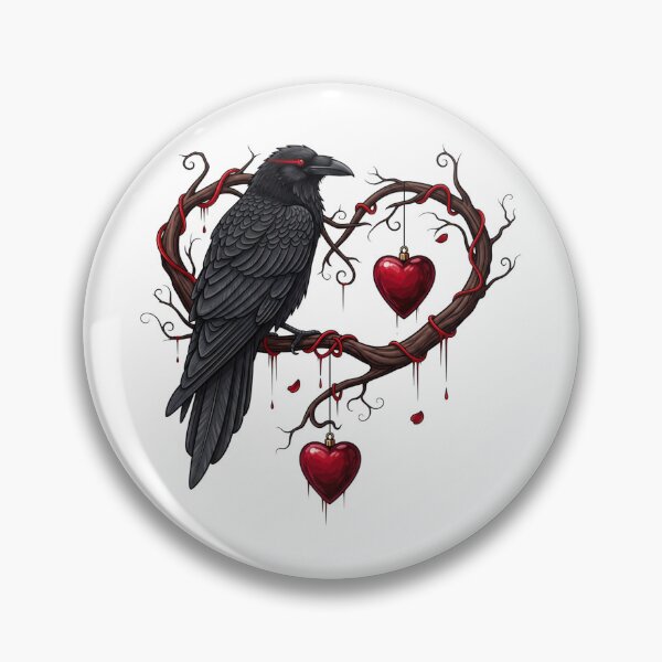 Item preview, Gothic Raven with Bleeding Hearts – Dark Romantic Illustration designed and sold by NightSpell.