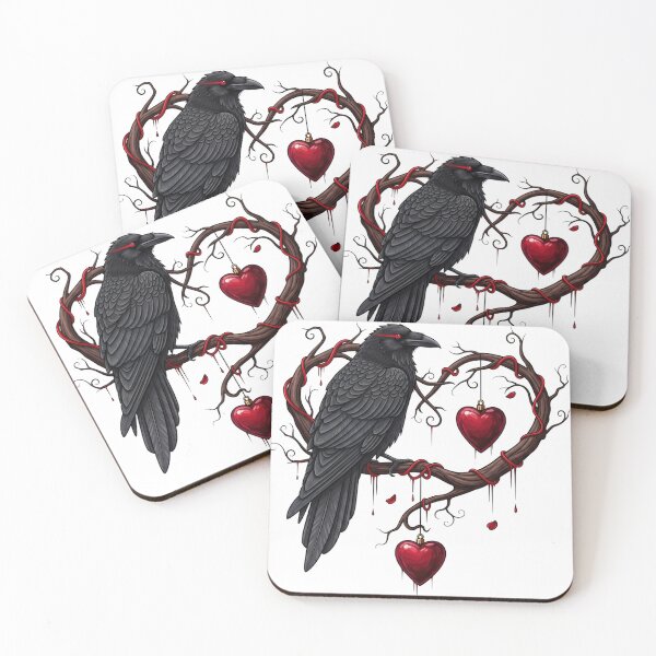Item preview, Gothic Raven with Bleeding Hearts – Dark Romantic Illustration designed and sold by NightSpell.