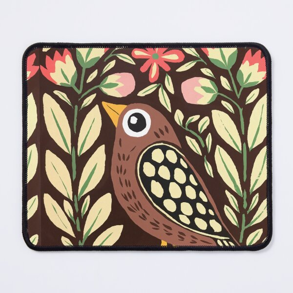 Artikelvorschau, Brauner Volksvogel-Druck | Florale botanische Vogelkunst entworfen und verkauft von Filora Atelier | Bird Art.