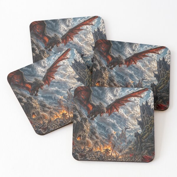 Item preview, Epic Battle with Dragon Over Castle | Fantasy War Art designed and sold by DrakariArt.