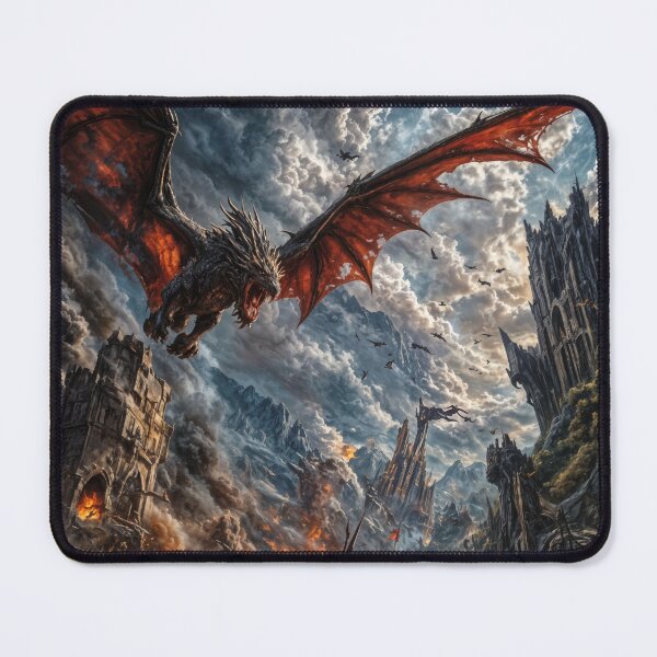 Item preview, Epic Battle with Dragon Over Castle | Fantasy War Art designed and sold by DrakariArt.