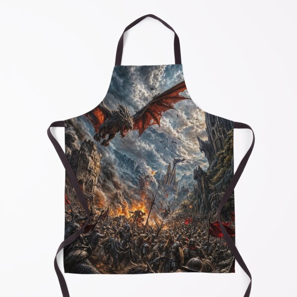 Item preview, Epic Battle with Dragon Over Castle | Fantasy War Art designed and sold by DrakariArt.