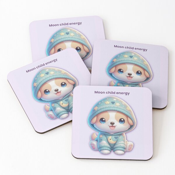 Item preview, Moon Child Energy – Cute Dog in Moon & Heart Hoodie Pastel Lavender Aesthetic designed and sold by lunadesignsmoon.