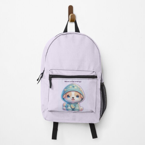 Item preview, Moon Child Energy – Cute Dog in Moon & Heart Hoodie Pastel Lavender Aesthetic designed and sold by lunadesignsmoon.