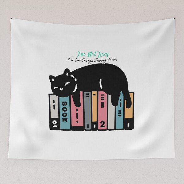 Item preview, I’m Not Lazy I’m On Energy Saving Mode Cat Book Lover Meme designed and sold by Max & Jacob Publishing.