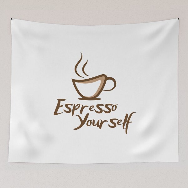 Item preview, Espresso Yourself – Funny Coffee Lover Quote with Cute Coffee Cup Design designed and sold by ArcticFoxStudio.