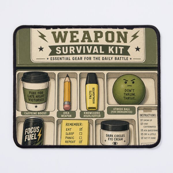 Item preview, Academic Weapon Survival Kit – Funny Student Essentials Art | Exam Season Gift designed and sold by irfanshikh.