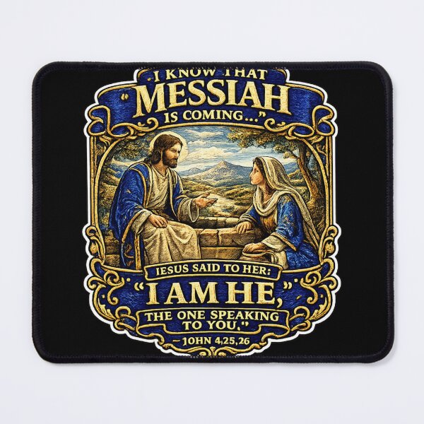 Item preview, Jesus and Samaritan Woman – John 4:25–26 Bible Verse Sticker | Christian Faith Art designed and sold by Emoji Emblems.
