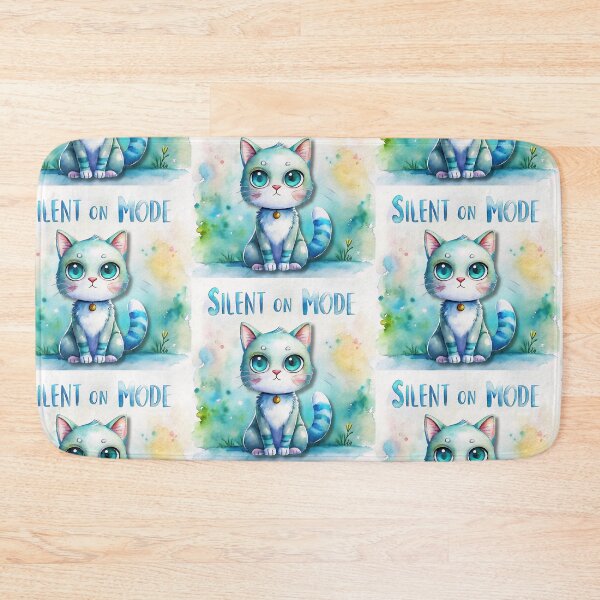 Item preview, Silent Mode On | Cute Introvert Cat Watercolor Illustration designed and sold by Angellacelin.