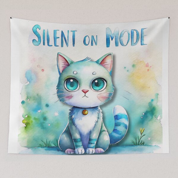 Item preview, Silent Mode On | Cute Introvert Cat Watercolor Illustration designed and sold by Angellacelin.