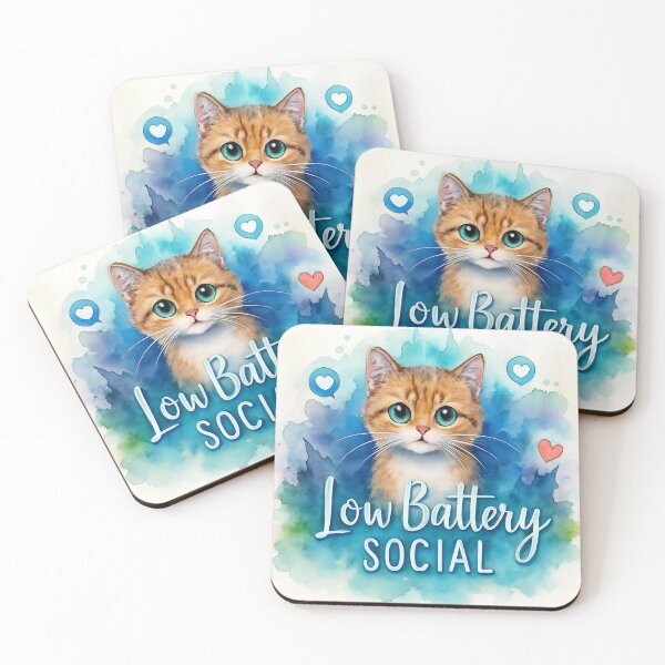 Item preview, Low Social Battery | Cute Cat Introvert Watercolor Illustration designed and sold by Angellacelin.