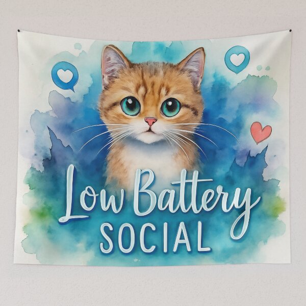 Item preview, Low Social Battery | Cute Cat Introvert Watercolor Illustration designed and sold by Angellacelin.