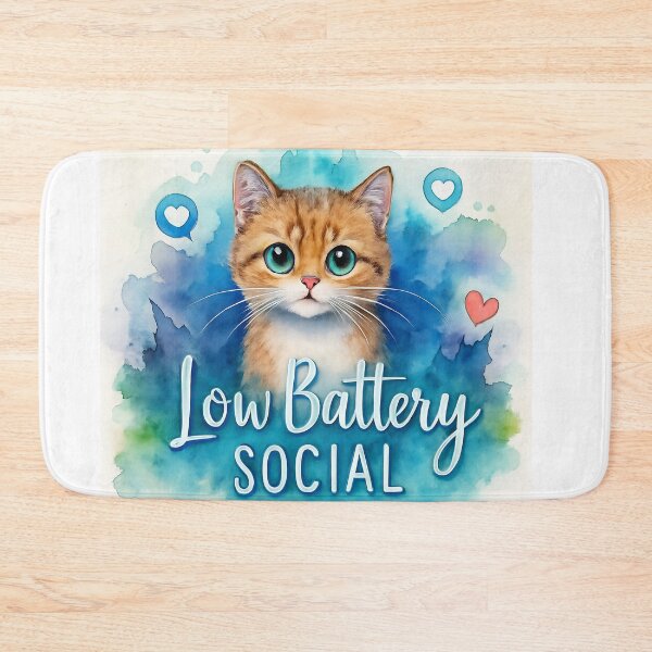 Item preview, Low Social Battery | Cute Cat Introvert Watercolor Illustration designed and sold by Angellacelin.