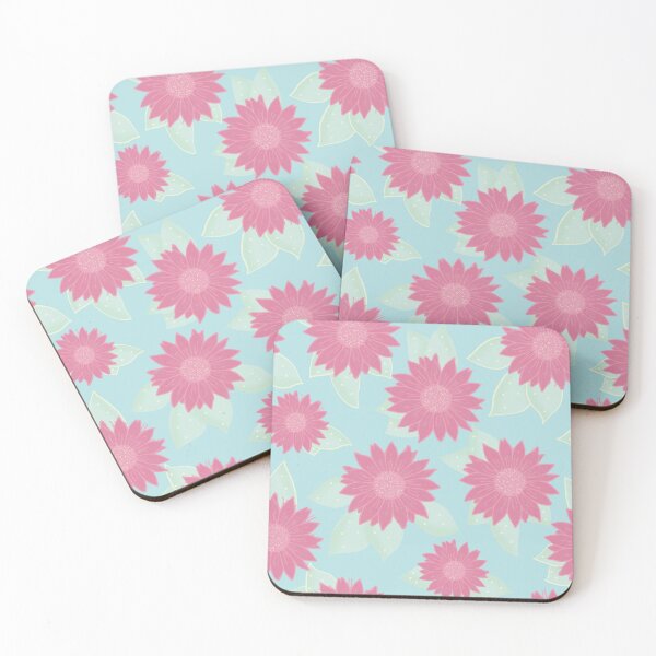 Item preview, Flores rosas sobre fondo azul designed and sold by Pinecone Place.