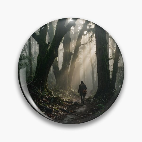 Item preview, Moody Misty Ancient Forest Sun Rays Lone Traveler designed and sold by novadawy.