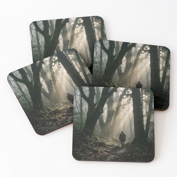 Item preview, Moody Misty Ancient Forest Sun Rays Lone Traveler designed and sold by novadawy.