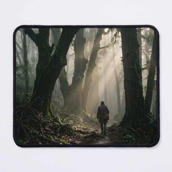 Item preview, Moody Misty Ancient Forest Sun Rays Lone Traveler designed and sold by novadawy.