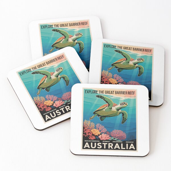 Item preview, Great Barrier Reef Australia Poster - Sea Turtle Ocean Travel Art designed and sold by pod24.