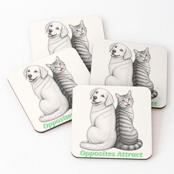 Item preview, Opposites Attract Dog and Cat Illustration designed and sold by ulupono.