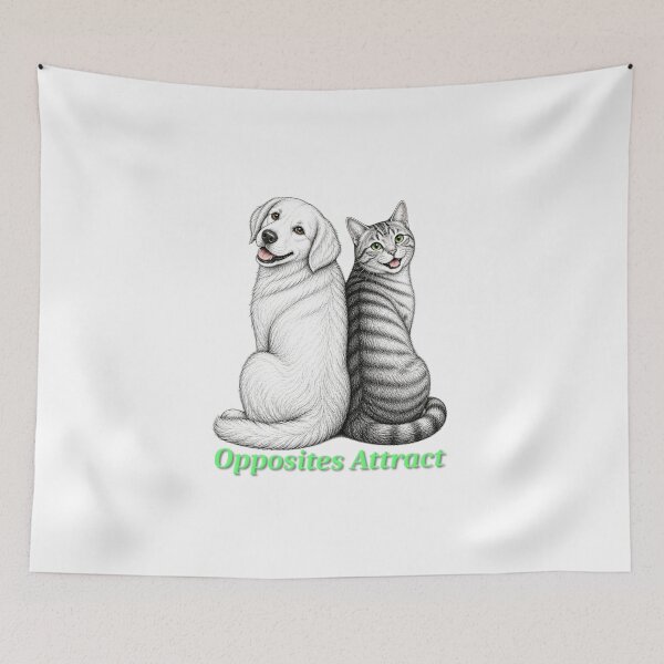 Item preview, Opposites Attract Dog and Cat Illustration designed and sold by ulupono.