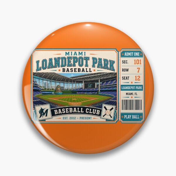Item preview, Miami loanDepot Park Vintage Ticket Poster Retro Baseball Stadium Art Modern Ballpark Interior Miami Baseball Club designed and sold by GhostDawgs.
