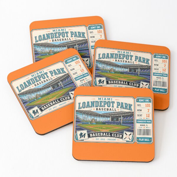 Item preview, Miami loanDepot Park Vintage Ticket Poster Retro Baseball Stadium Art Modern Ballpark Interior Miami Baseball Club designed and sold by GhostDawgs.