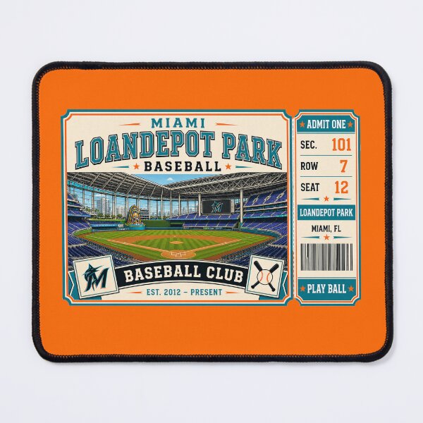 Item preview, Miami loanDepot Park Vintage Ticket Poster Retro Baseball Stadium Art Modern Ballpark Interior Miami Baseball Club designed and sold by GhostDawgs.