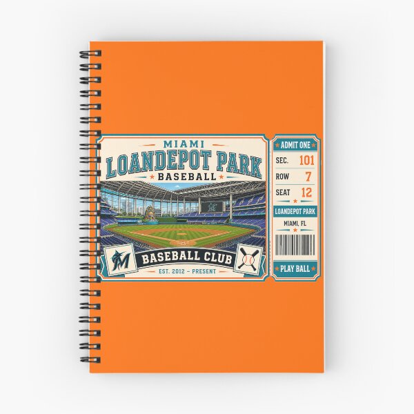 Item preview, Miami loanDepot Park Vintage Ticket Poster Retro Baseball Stadium Art Modern Ballpark Interior Miami Baseball Club designed and sold by GhostDawgs.