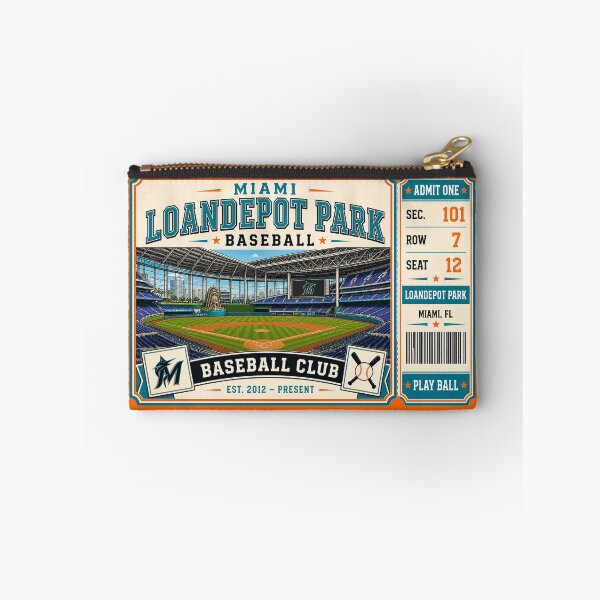 Item preview, Miami loanDepot Park Vintage Ticket Poster Retro Baseball Stadium Art Modern Ballpark Interior Miami Baseball Club designed and sold by GhostDawgs.