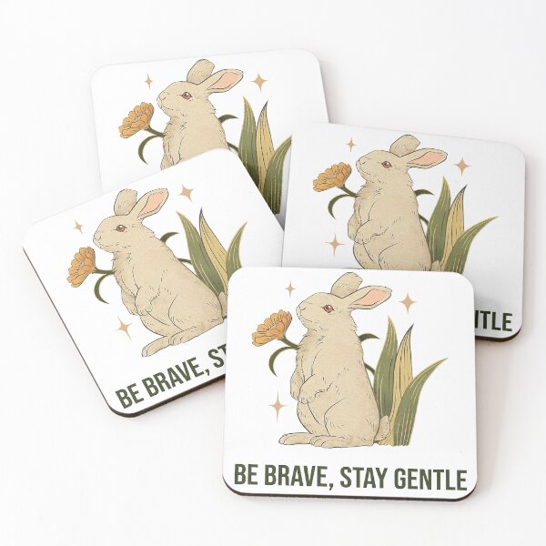 Item preview, Be Brave Stay Gentle Bunny Inspirational Quote Cute Cottagecore Aesthetic Art designed and sold by Cool-cat-art.