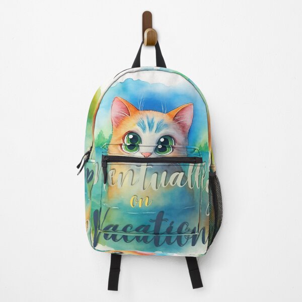 Item preview, Mentally on Vacation | Cute Cat Relaxing Watercolor Illustration designed and sold by Angellacelin.