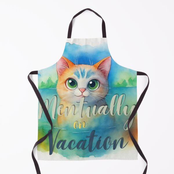 Item preview, Mentally on Vacation | Cute Cat Relaxing Watercolor Illustration designed and sold by Angellacelin.