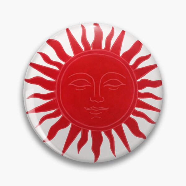 Item preview, The Sun That Sees – Crimson Sun Face Illustration - Silk Cream  designed and sold by Piret Victoria Ribas.