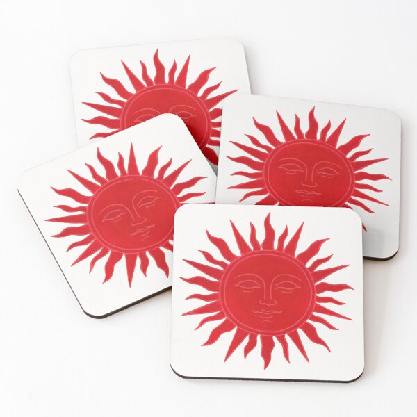 Item preview, The Sun That Sees – Crimson Sun Face Illustration - Silk Cream  designed and sold by Piret Victoria Ribas.