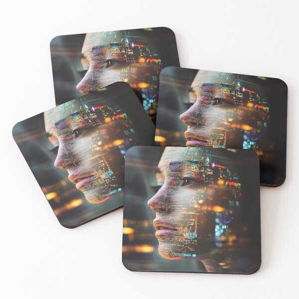 Item preview, Artificial Intelligence Woman Face – Futuristic AI Digital Art with Binary Code and Circuits designed and sold by WordPlayStudio.