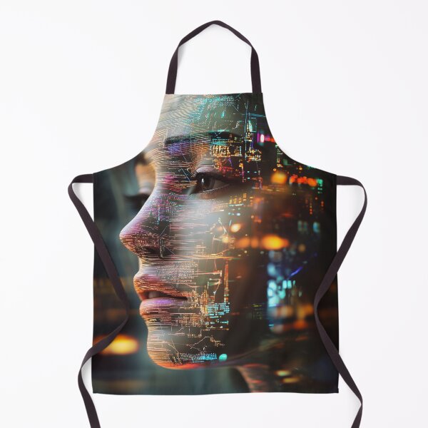 Item preview, Artificial Intelligence Woman Face – Futuristic AI Digital Art with Binary Code and Circuits designed and sold by WordPlayStudio.