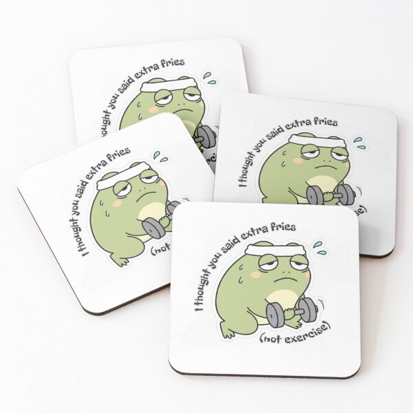 Item preview, Funny Frog Gym Sticker - I Thought You Said Extra Fries Not Exercise designed and sold by FDMarts.