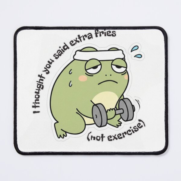 Item preview, Funny Frog Gym Sticker - I Thought You Said Extra Fries Not Exercise designed and sold by FDMarts.