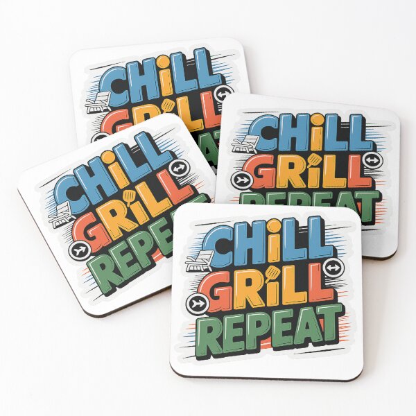 Item preview, Chill Grill Repeat – Funny Summer BBQ T‑Shirt designed and sold by MerchlyMike.