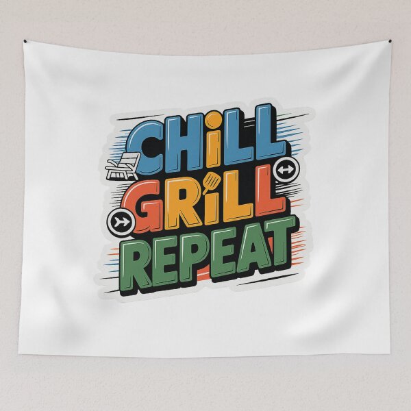 Item preview, Chill Grill Repeat – Funny Summer BBQ T‑Shirt designed and sold by MerchlyMike.