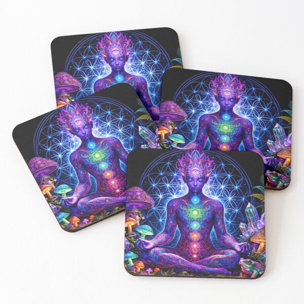 Item preview, Lab Visions 116: Chakra Meditation Figure with Sacred Geometry and Mushrooms designed and sold by The Psychedelic Anarchist.