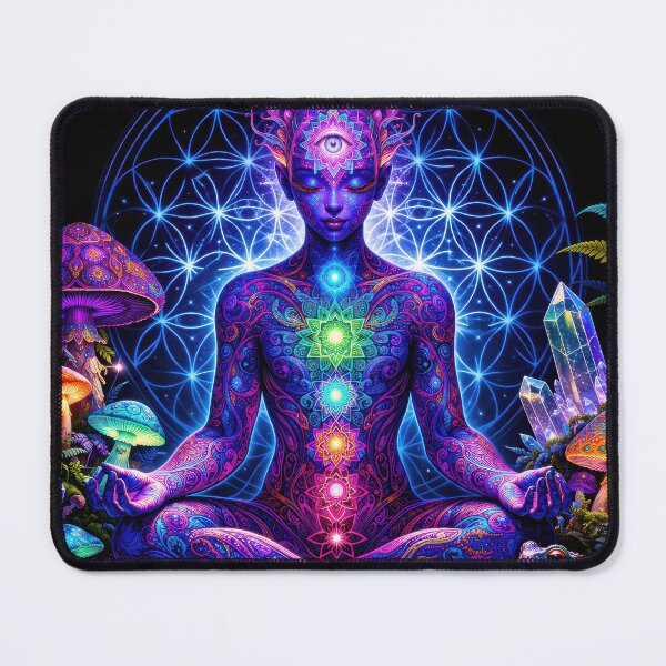 Item preview, Lab Visions 116: Chakra Meditation Figure with Sacred Geometry and Mushrooms designed and sold by The Psychedelic Anarchist.